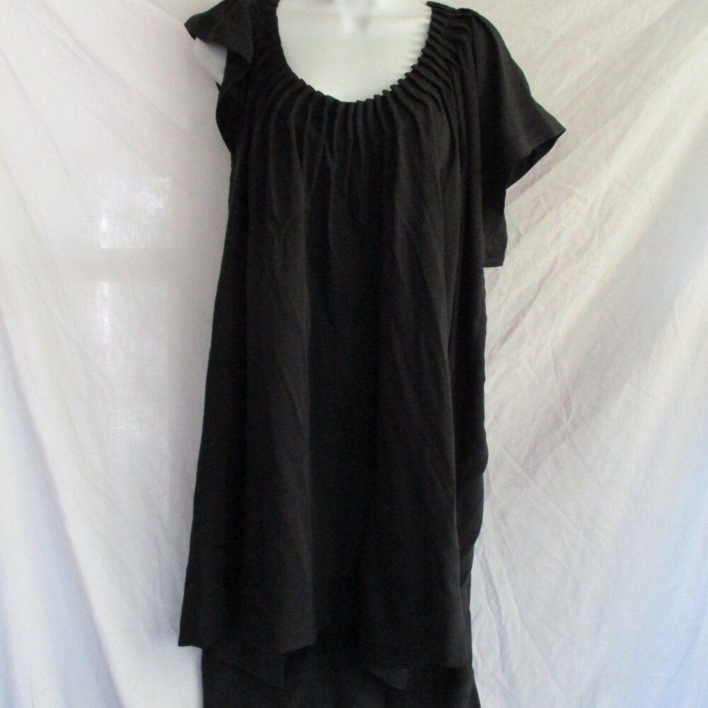 ANN DEMEULEMEESTER PLEATED SILK Blouse Top Goth 38 BLACK Rocker Womens
